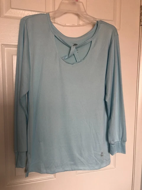 Pro Player - Ladies V Neck Cutout Lg Slv Top Sz S, M, L - Corydalis Blue - NWT