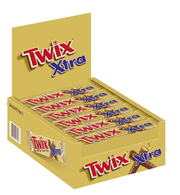 Barretta cioccolato Twix Xtra lunga doppia barretta caramello biscotti 29x 75g NUOVA MHD 9/23