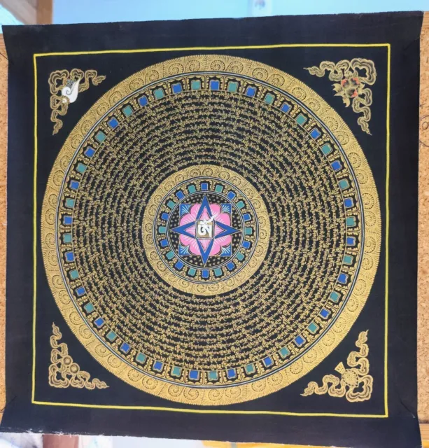 Thangka tibetano “Mantra Mandala” del Maestro Lama 35x35 cm,...