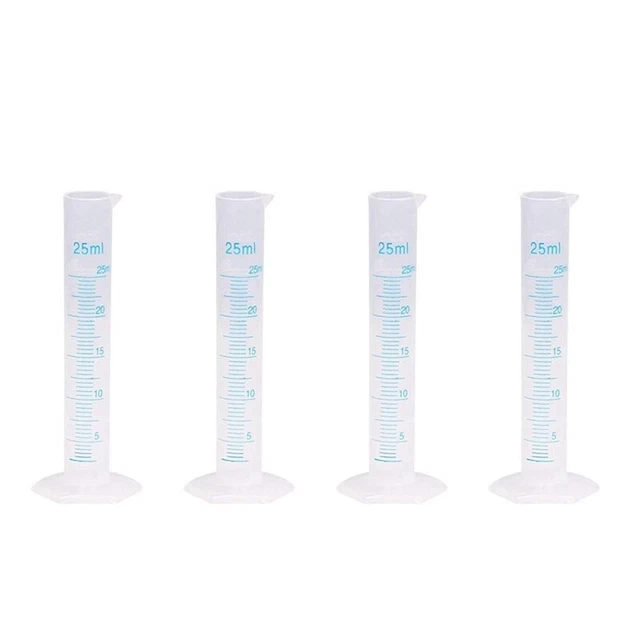 4X Measuring Cylinder Plastic Graduated Tube Tool for Lab(25Ml) Y4R1