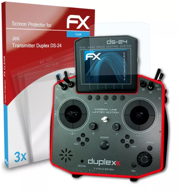 atFoliX 3x Protecteur d'écran pour Jeti Transmitter Duplex DS-24 clair