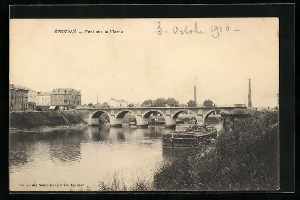 CPA Épernay, Pont sur la Marne