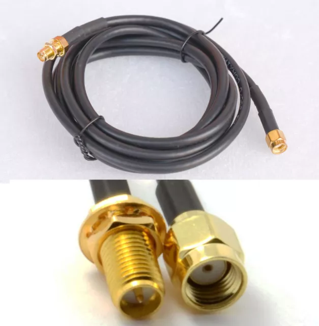 Antenna Extension Cable 2M 2 Meter RP-SMA Plug > RP-SMA Socket For Router