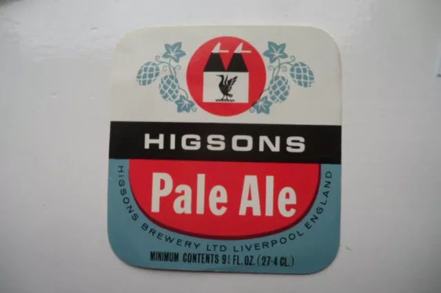 MINT HIGSONS BREWERY LIVERPOOL PALE ALE 9 2/3 fl oz BREWERY BEER BOTTLE LABEL
