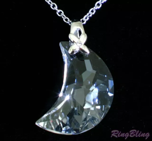 Crystal Moon Necklace Pendant. Genuine Swarovski Crystal Element.