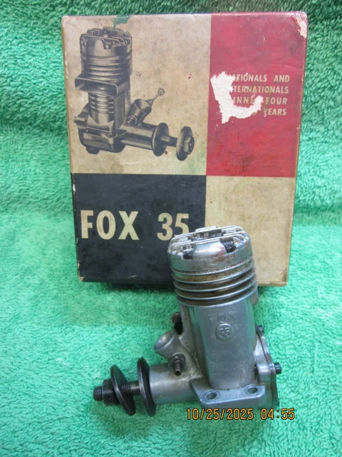 FOX .35 VINTAGE Model Airplane Aircraft Glow Engine W/Box And Paperwork ...