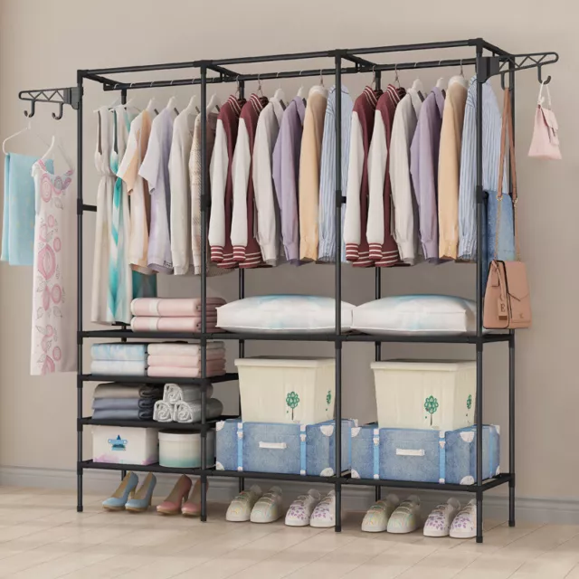 Clothes Rail Rack Garment Hanging Display Stand Coat Hat Shoe Storage Shelf Hook