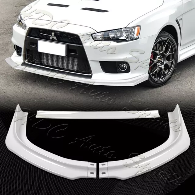 For 2008-2015 Mitsubishi EVO X R-Style Painted White Front Bumper Spoiler Lip