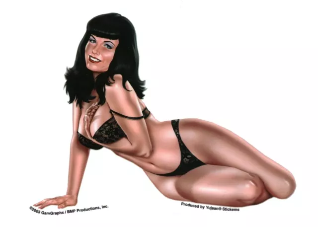 PINUP Queen BETTIE PAGE in Black Lace POP Culture Sticker/Decal by KEITH GARVEY