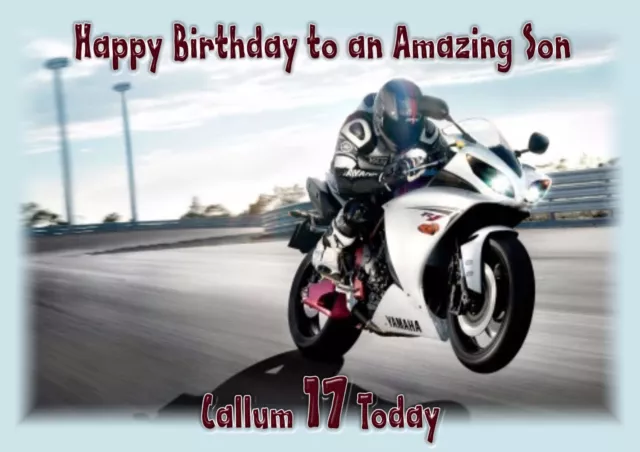 Personalised birthday card motorbike son grandson husband brother