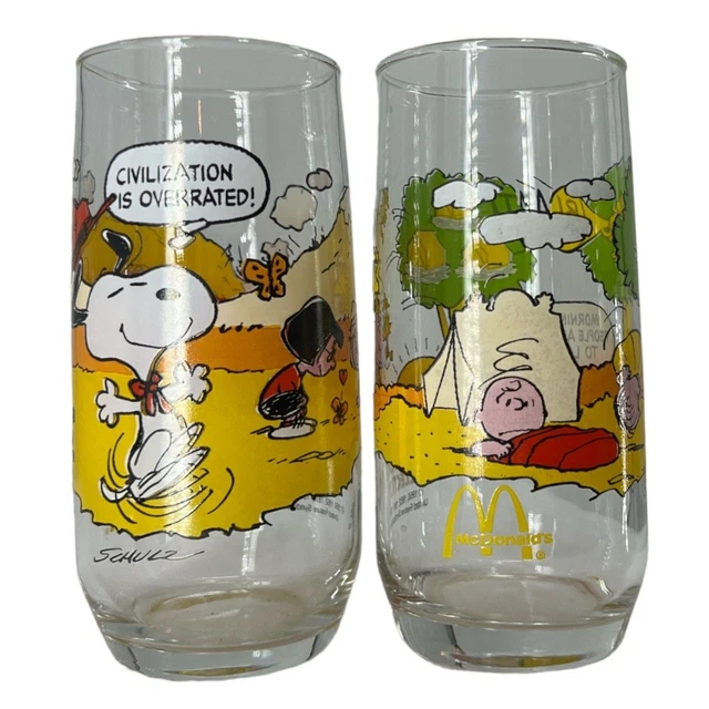 MCDONALDS GLASSES PEANUTS Camp Snoopy collection Vintage 1980s drinking