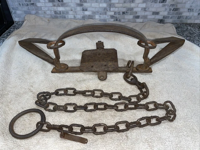 Vintage Hand Forged H. Lane Double Long Spring Trap Victor Sargent