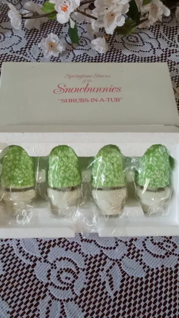 Department 56 Springtime Stories Of The Snow Bunnies Shrub In A Tub Set Of Four