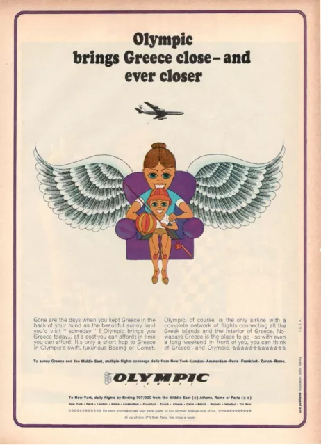 Olympic Airways Airlines Advertising 1 Page Original 1967 Ever Closer 23AAA