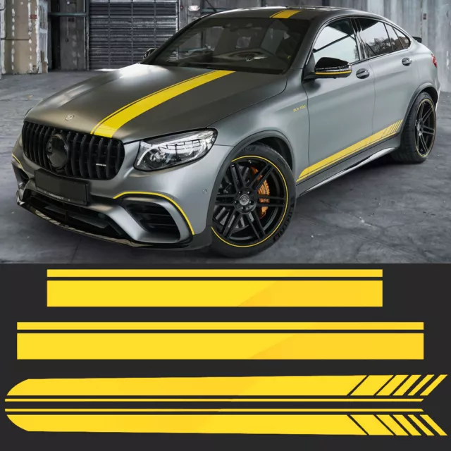 CAR HOOD ROOF Side Stripes Decal Stickers for Mercedes Benz GLC 63 S ...