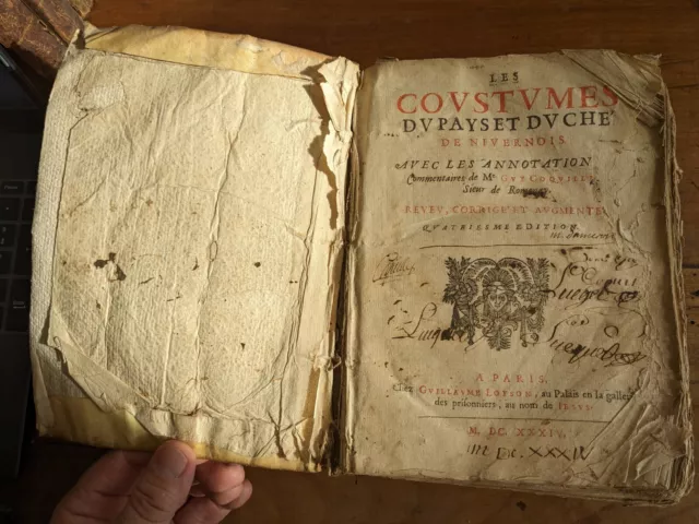 livre ancien - G. Coquille - Les coustumes du pays et duché de Nivernois - 1634 3