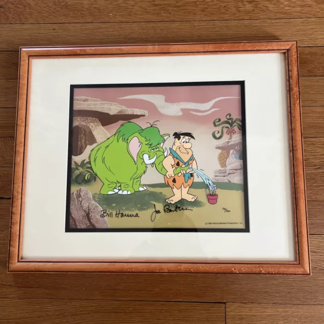 Flintstones Cel Hanna Barbera Signed Flintstone Fleur Rare Animation Art Framed