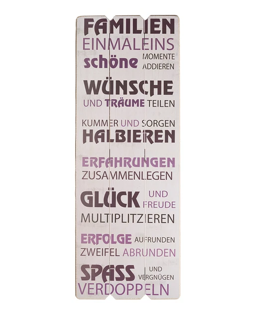 WANDSCHILD DEKOSCHILD FAMILIE Familien Einmaleins Schild Sprüche