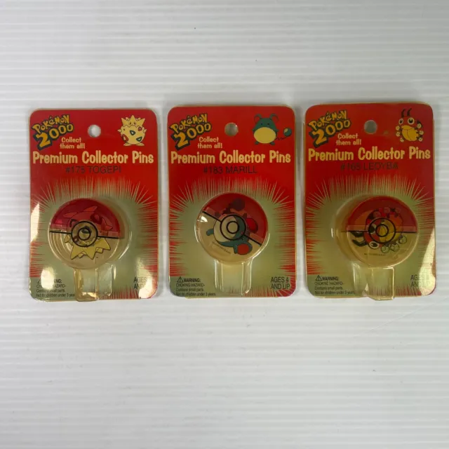 Pokemon 2000 Collector Pins | #165 Ledyba #175 Togepi #183 Marill - Sealed New