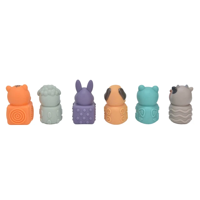 6Pcs Baby Soft Blocks Animal Stacking Building Blocks Soft Cube Blocks 3
