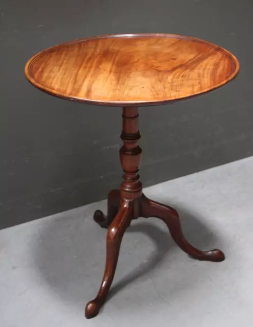 Antique English Georgian mahogany WINE TABLE  original patina column base 1775