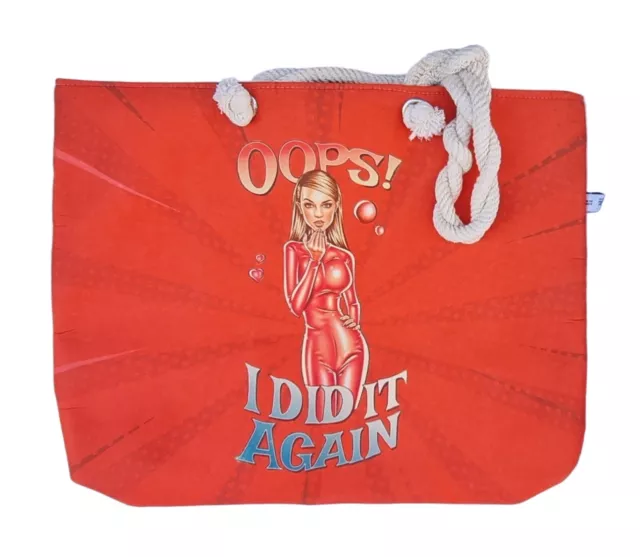 Vintage Britney Spears Clip Backpack Rare Art Zipper Pouch Pink & Blue  Original