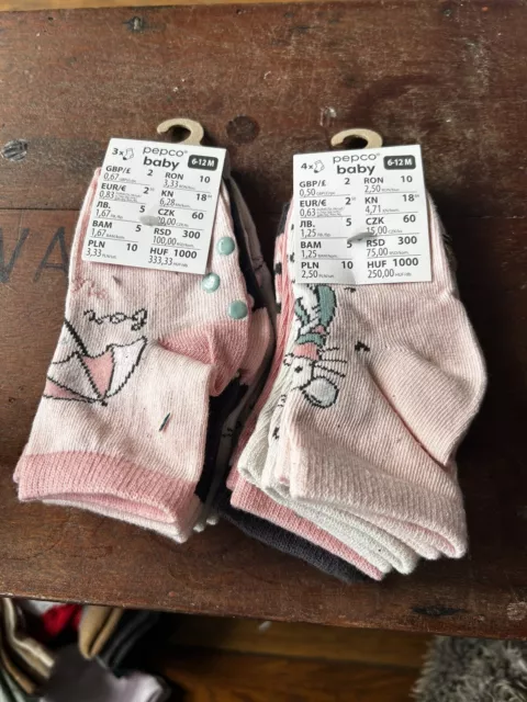 Baby Girl Socks X 7 Pairs 6-12 Months