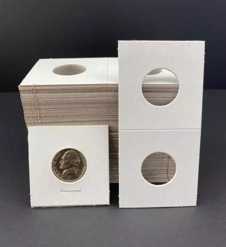 (100) NICKEL Size 2x2 Mylar Cardboard Coin Flips Storage  5 CENT  Paper Holders