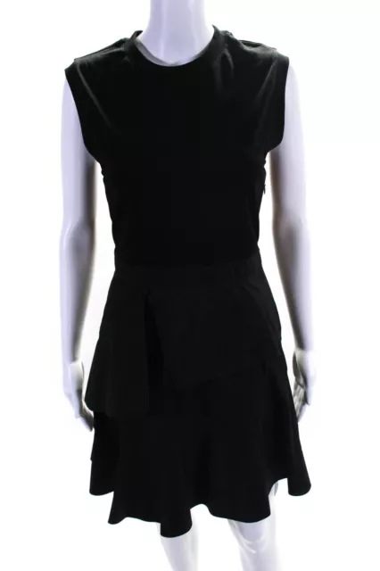 3.1 Phillip Lim Womens Sleeveless Crew Neck Tiered Dress Black Blue Size 2