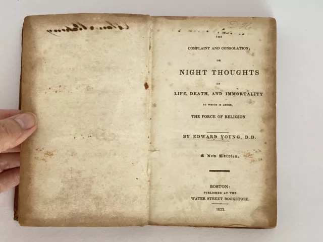 1833 Antique The Complaint or Night Thoughts Poem by Edward Young Hardcover Book