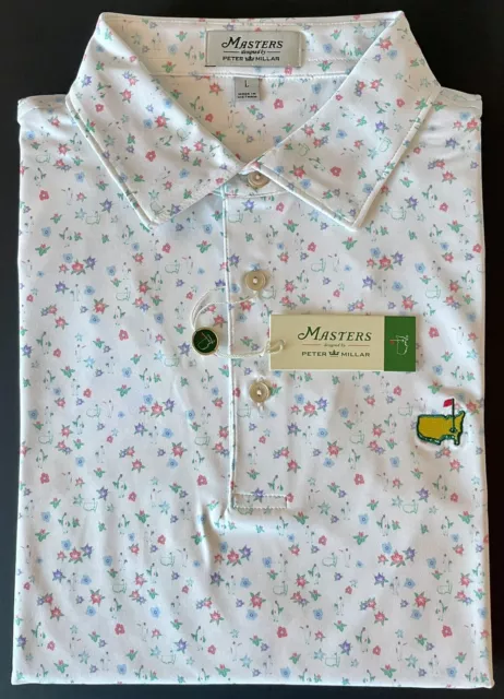 NEW 2024 MASTERS Peter Millar Caddie Floral Large L White Men's Golf