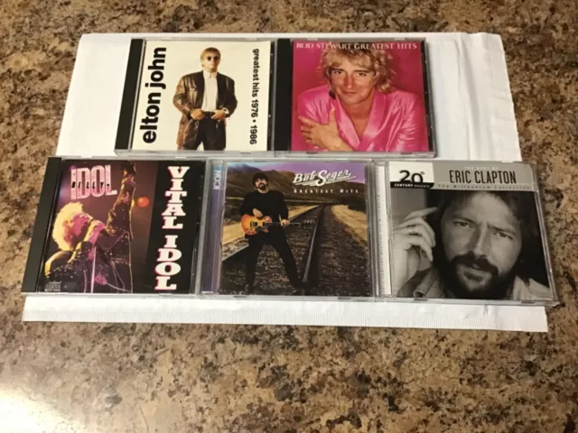 Lot of 5 Rock CD's:Elton John, Rod Stewart, Billy Idol, Bob Seger & Eric Clapton