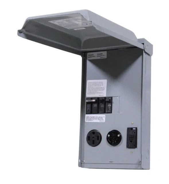 GE RV Panel 50 Amp Receptacle 20A GFCI Enclosed Rainproof Electrical Outlet Box