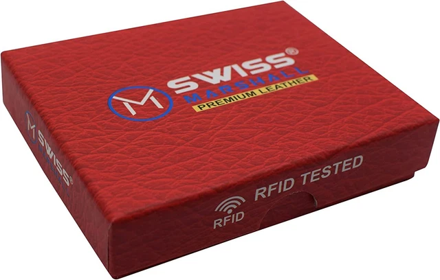 Swiss Marshall RFID Blocking Trifold Credit Card Mens Genuine Leather Wallet...