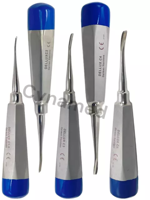 German Dental Elevator Extracting Luxating Apical Root Elevator Set 5 Cvd Blue