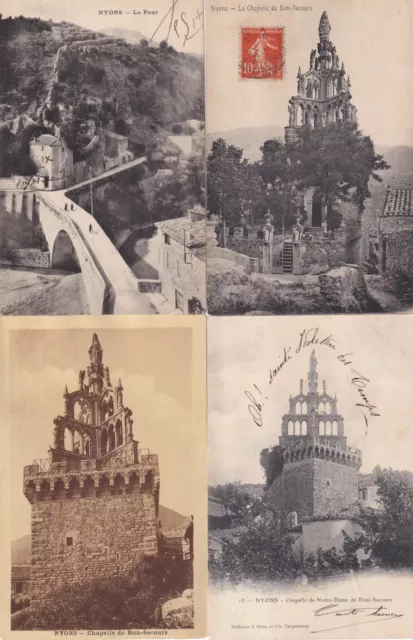Lot de 4 cartes postales anciennes old postcards NYONS DRÔME 9