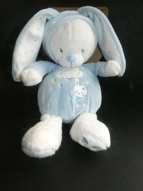 peluche doudou lapin blanc bleu nuage étoile max & sax neuf