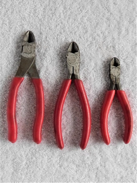 Snap-On Tools Diagonal Cutter 3 Piece Set 86CF, 86BCP, ans 85BCP Red Handle USA