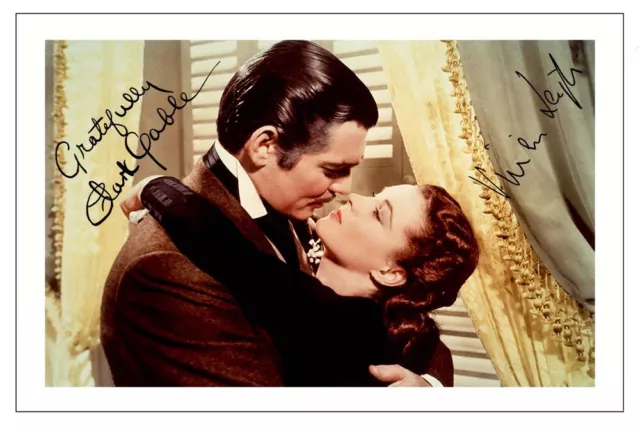 Clark Gable & Vivien Leigh Signed Photo Print Autograph Gone With The Wind