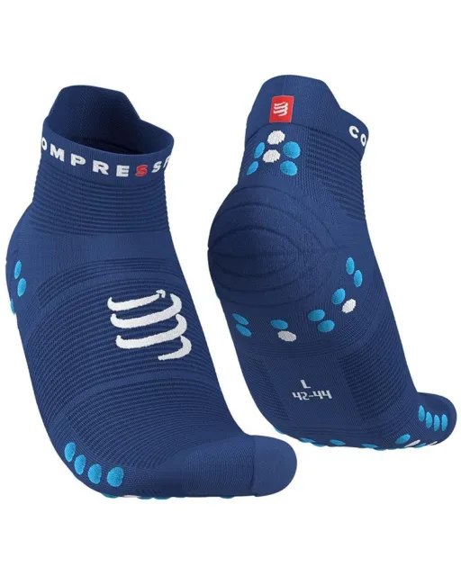 Compressport Pro Racing Socks V4.0 Run Low Cut Calze a Compressione, Sodalite/Fl