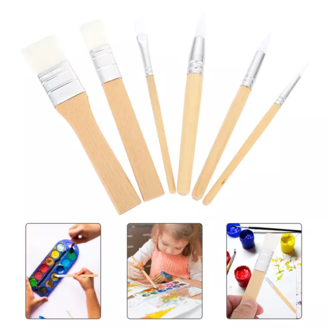 6 PCS M Hölzern Acrylpinsel Malutensilien Für Kinder Acrylfarbe