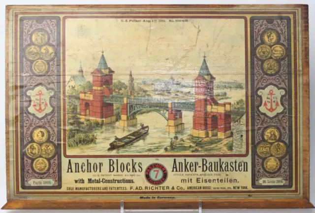 Antique Richter's & Co Anchor Blocks Lithograph Wood Cover Aug 1, 1911