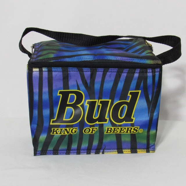 Vintage Budweiser 6 Pack Cooler Bag Tiger Zebra Travelite Bud King of Beers