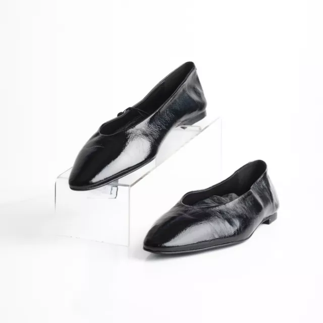 Massimo Dutti Womens Ballet Flats Slip On Shoes Black Leather US 10 EU 41 NWT