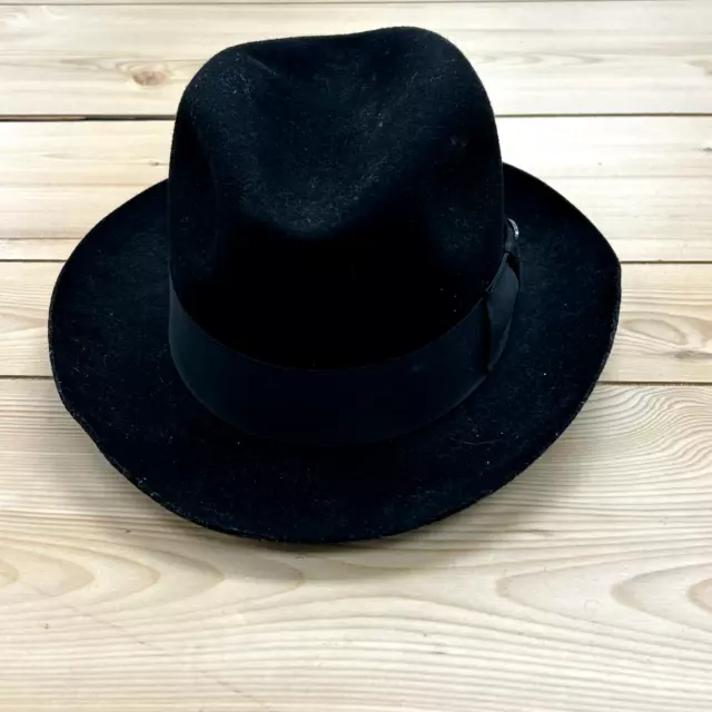 Bailey of Hollywood Black Wool Gangster Fedora USA Made Mens Size Large WPL5923