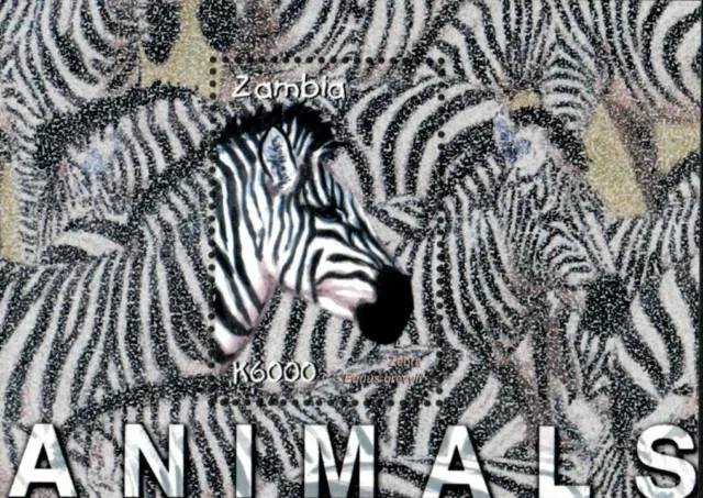 Zambia 2001 - African Animals Zebra - Souvenir Sheet - Scott 926 - MNH