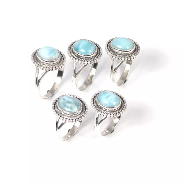 Wholesale 5pc 925 Solid Sterling Silver Blue Larimar Ring Lot z941