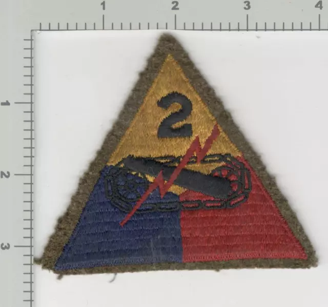 WW 2 US Army 2nd Armored Division Black Back Wool Patch Inv# K1320