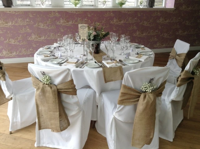 1 Burlap Chair Cover Sash 6"x108" Inch Bows NATURAL JUTE WEDDING EVENT SALE USA