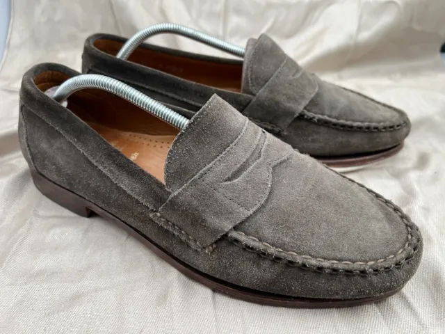 Allen Edmonds "Cavanaugh" Men’s Sz 11 D  Gray Suede Dress Shoes Penny Loafers